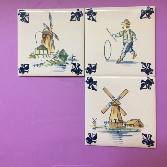 Dutch Delft Other - Vintag KLM Airlines Business Class Dutch Delft Tile